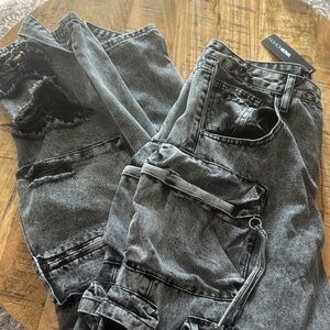 Fashion Nova Gray Wide Leg Pants